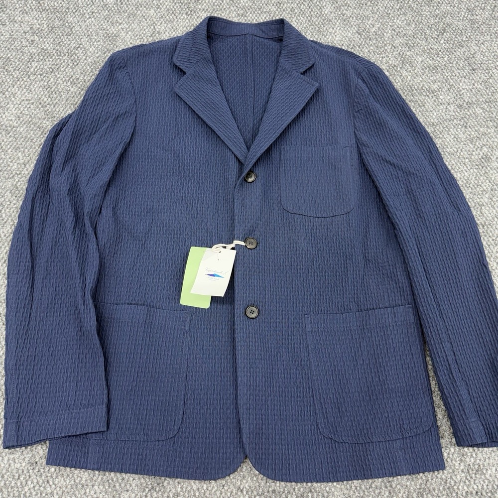 Capritouch Seersucker Blazer Jacket Men's IT 54 US 44R Blue Sport Coat - New